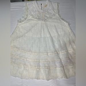 POL, white/cream lace baby doll tank top, M